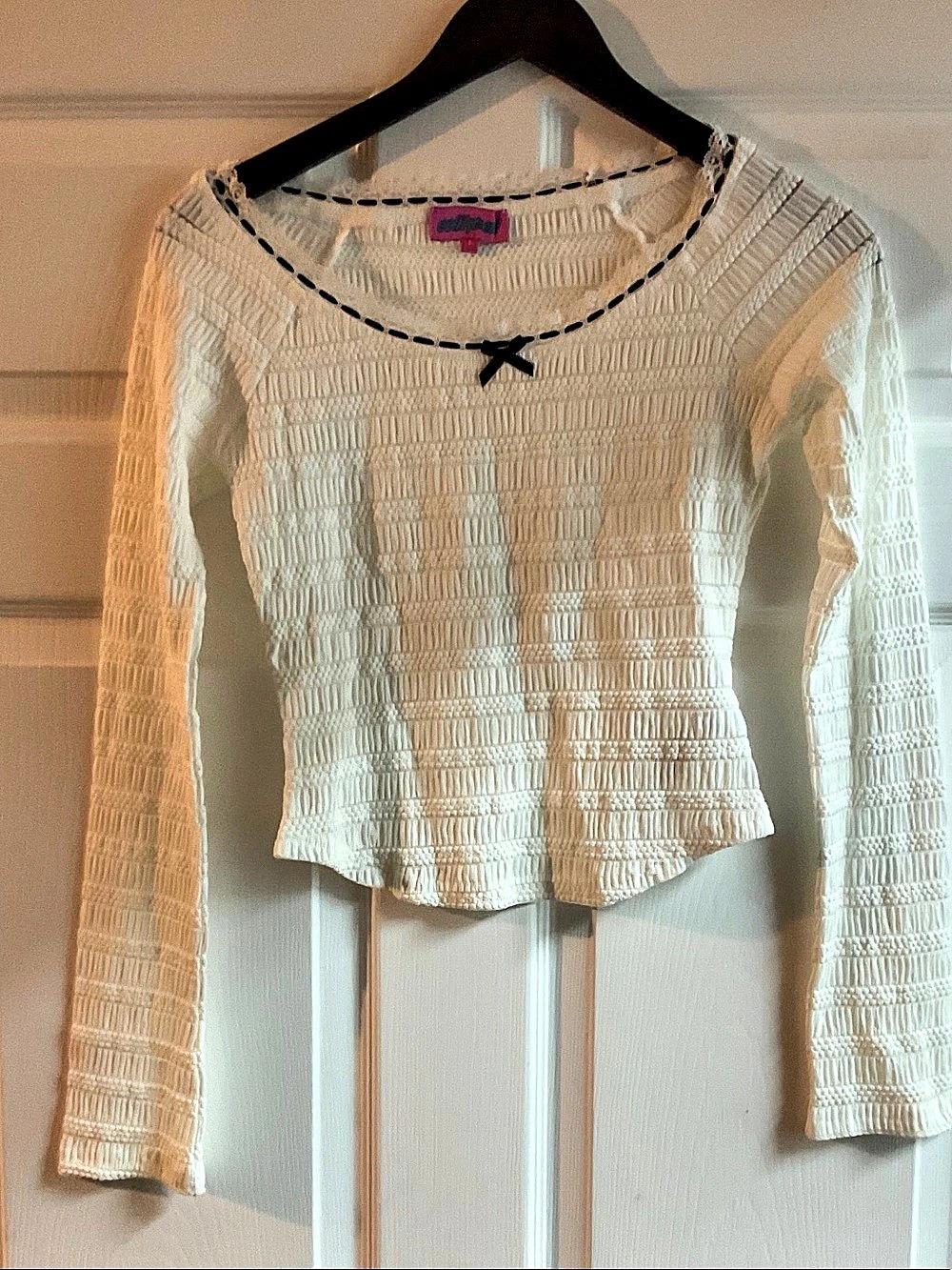 Edikted Long Sleeve Smocked Top in White Like New